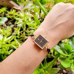 Vintage Swiss Lucerne Genuine Diamond Leather Cord Watch